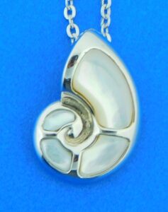 sterling silver nautilus shell pendant mother of pearl