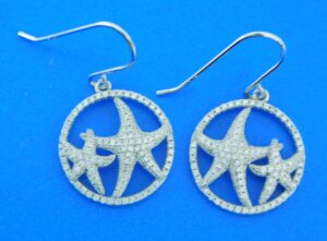 sterling silver starfish cz dangle earrings