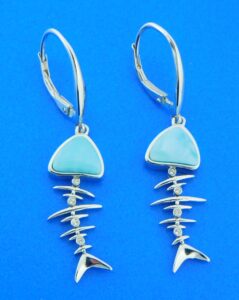 sterling silver & larimar bonefish earrings