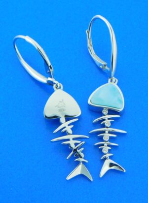 sterling silver & larimar bonefish earrings