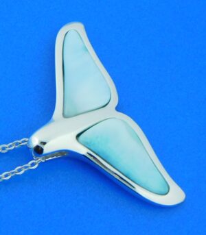 sterling silver & larimar whale fluke pendant