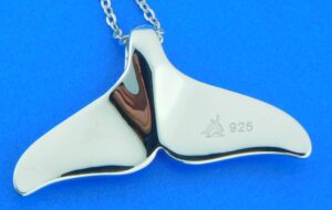 sterling silver & larimar whale fluke pendant