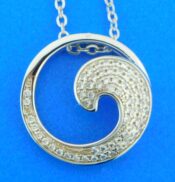 sterling silver & cz wave necklace