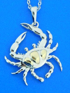 Alamea Blue Crab Pendant, Sterling Silver & 14k 1 sterling silver & 14k blue crab pendant