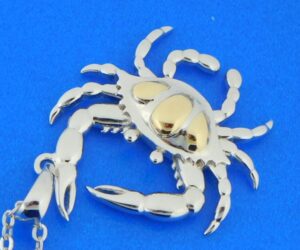 Alamea Blue Crab Pendant, Sterling Silver & 14k 3 sterling silver & 14k blue crab pendant
