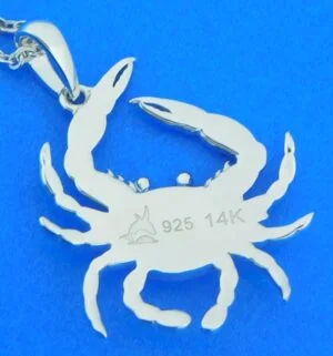 Alamea Blue Crab Pendant, Sterling Silver & 14k 2 sterling silver & 14k blue crab pendant