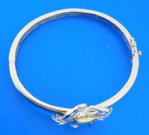 sterling silver & 14k blue crab bangle bracelet