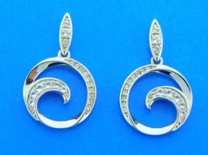 sterling silver wave dangle earrings