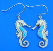 sterling silver seahorse dangle earrings
