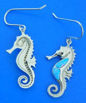 sterling silver seahorse dangle earrings