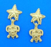 14k sea life starfish & turtle earrings