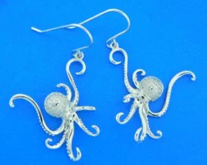 octopus sterling silver dangle earrings