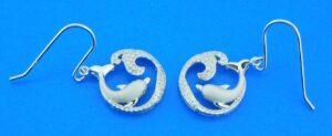 sterling silver dolphin wave earrings