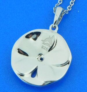 sterling silver sand dollar larimar pendant
