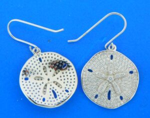 sterling silver sand dollar cz dangle earrings