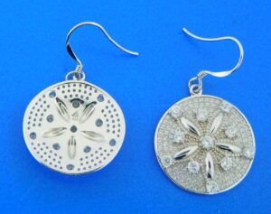 sterling silver sand dollar dangle earrings