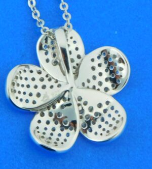 sterling silver plumeria cz pendant