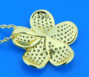 gold plated sterling silver plumeria cz pendant