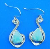 sterling silver larimar fashion dangle earrings