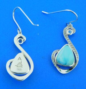 sterling silver larimar fashion dangle earrings