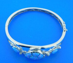 alamea sea turtle bangle bracelet sterling silver & opal