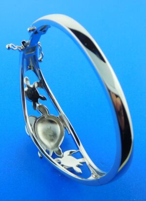 alamea sea turtle bangle bracelet sterling silver & opal