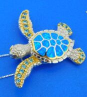 sterling silver & opal sea turtle pendant