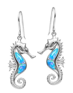 sterling silver seahorse dangle earrings