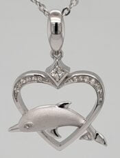 Alamea Dolphin Heart Pendant, Sterling Silver