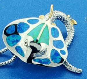 sterling silver & opal stingray pendant