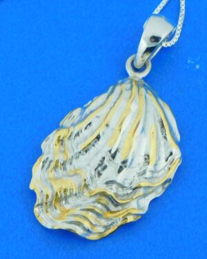 sterling silver oyster shell pendant