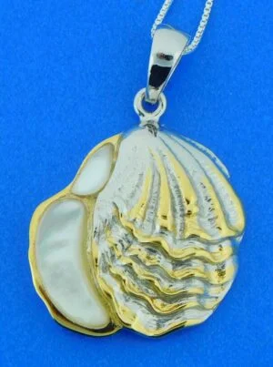 sterling silver oyster shell pendant