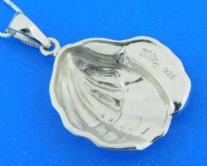 sterling silver oyster shell pendant