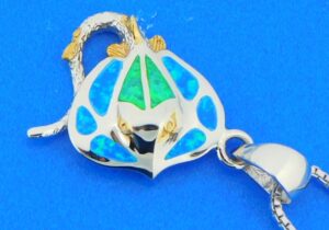 sterling silver cownose stingray opal pendant