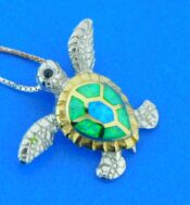 sterling silver & opal sea turtle pendant