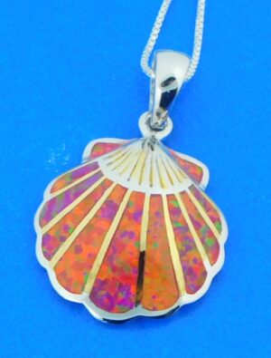 sterling silver and opal scallop shell pendant