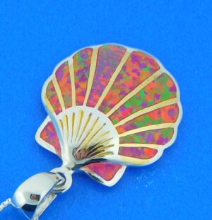 sterling silver and opal scallop shell pendant