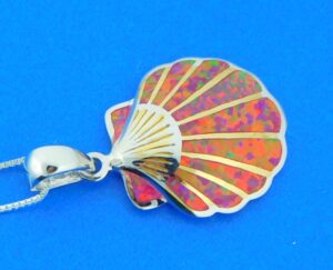 sterling silver and opal scallop shell pendant