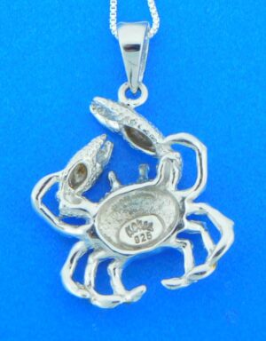 sterling silver blue crab opal pendant