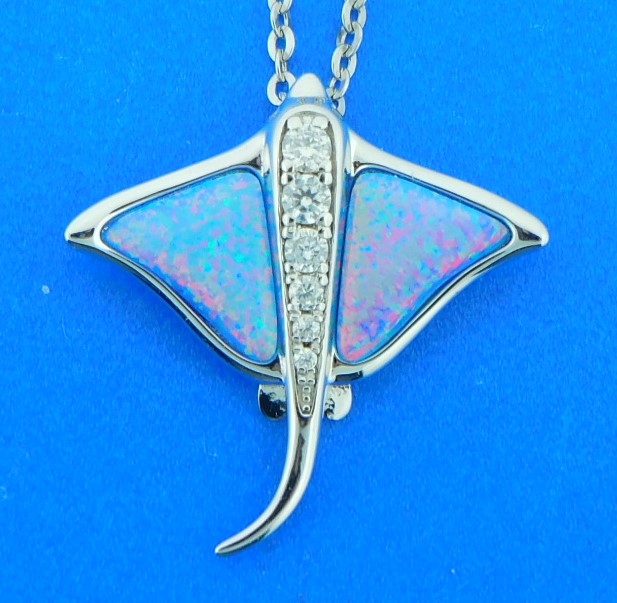 Alamea Stingray Pendant, Sterling Silver & Opal
