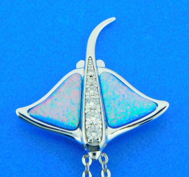 Alamea Stingray Pendant, Sterling Silver & Opal | Island Sun