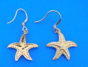 alamea starfish dangle earrings sterling silver pink gold plated.