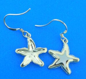 sterling silver starfish dangle mother of pearl earrings