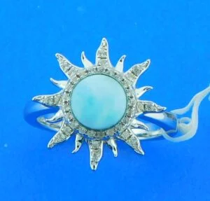 larimar & sterling silver sun ring