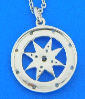 sterling silver 2-tone compass rose pendant