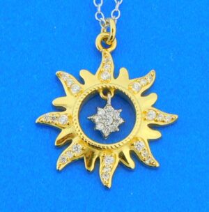 gold plated sterling silver sun pendant