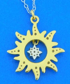 gold plated sterling silver sun pendant