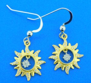 sterling silver sun dangle earrings