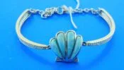 sterling silver sunrise scallop shell larimar bracelet