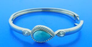 sterling silver larimar & cz bangle bracelet